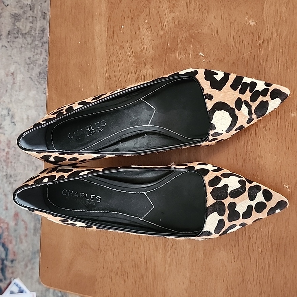 Charles by Charles David Pony Hair animal print kitten heel.